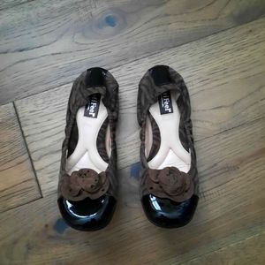 Beautifeel Animal Print Leather Rosette Ballet Flats